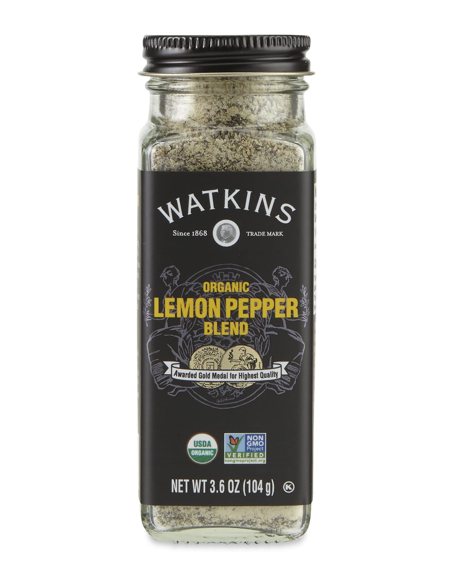 Watkins Organic Lemon Pepper Spice Jar, |6 Ounce USDA Certified Gourmet Blend 