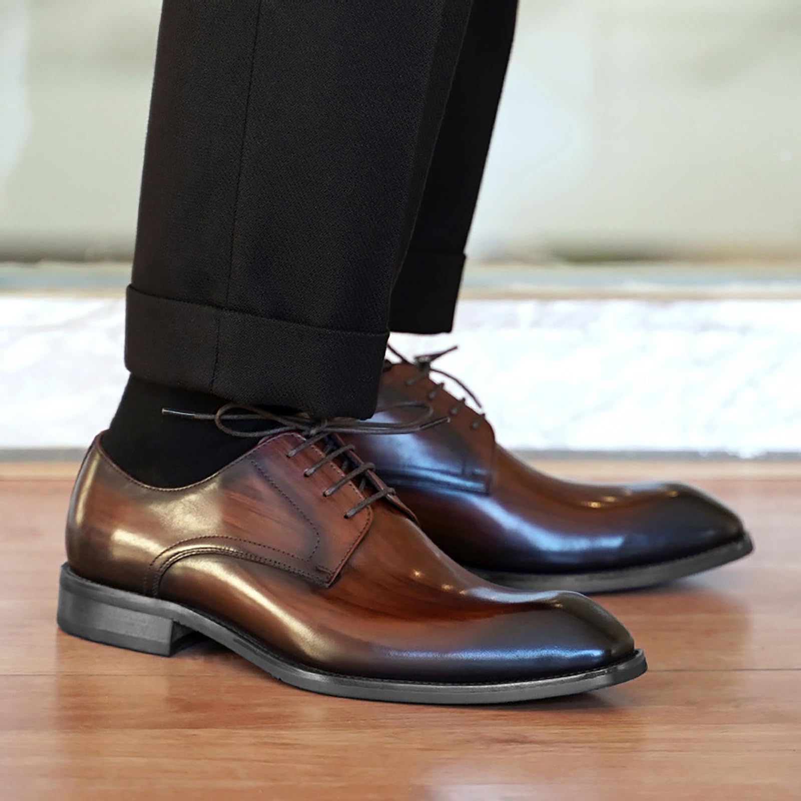 Scarpe da sposa da uomo, larghe, da lavoro, eleganti, in vernice Oxford, leggere, in pelle, classiche, in pelle