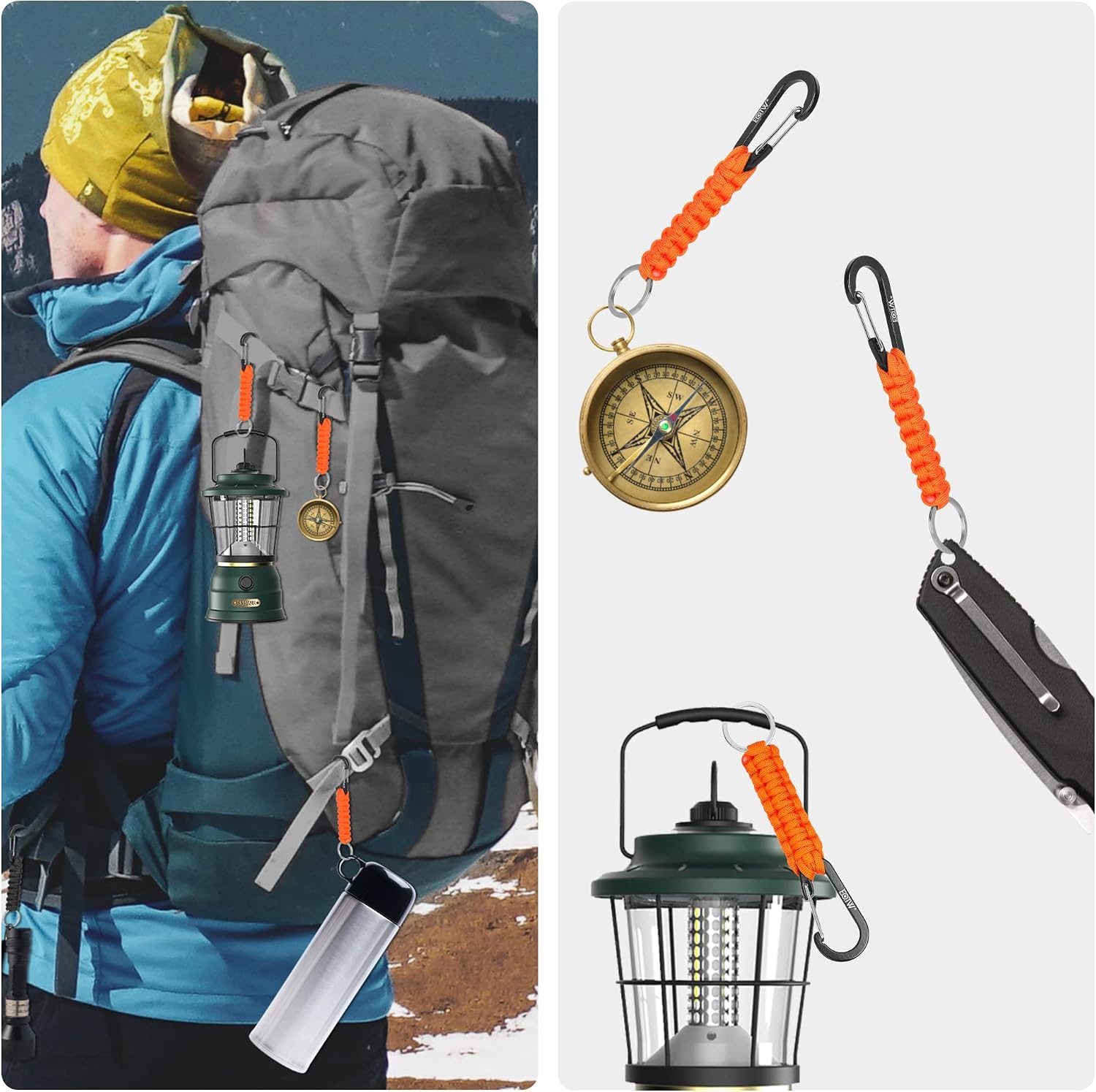 EOTW Paracord Keychain for Men Women Paracord Carabiner Backpack Keychain with Aluminum Clip for Camping Hiking Outdoor Gear