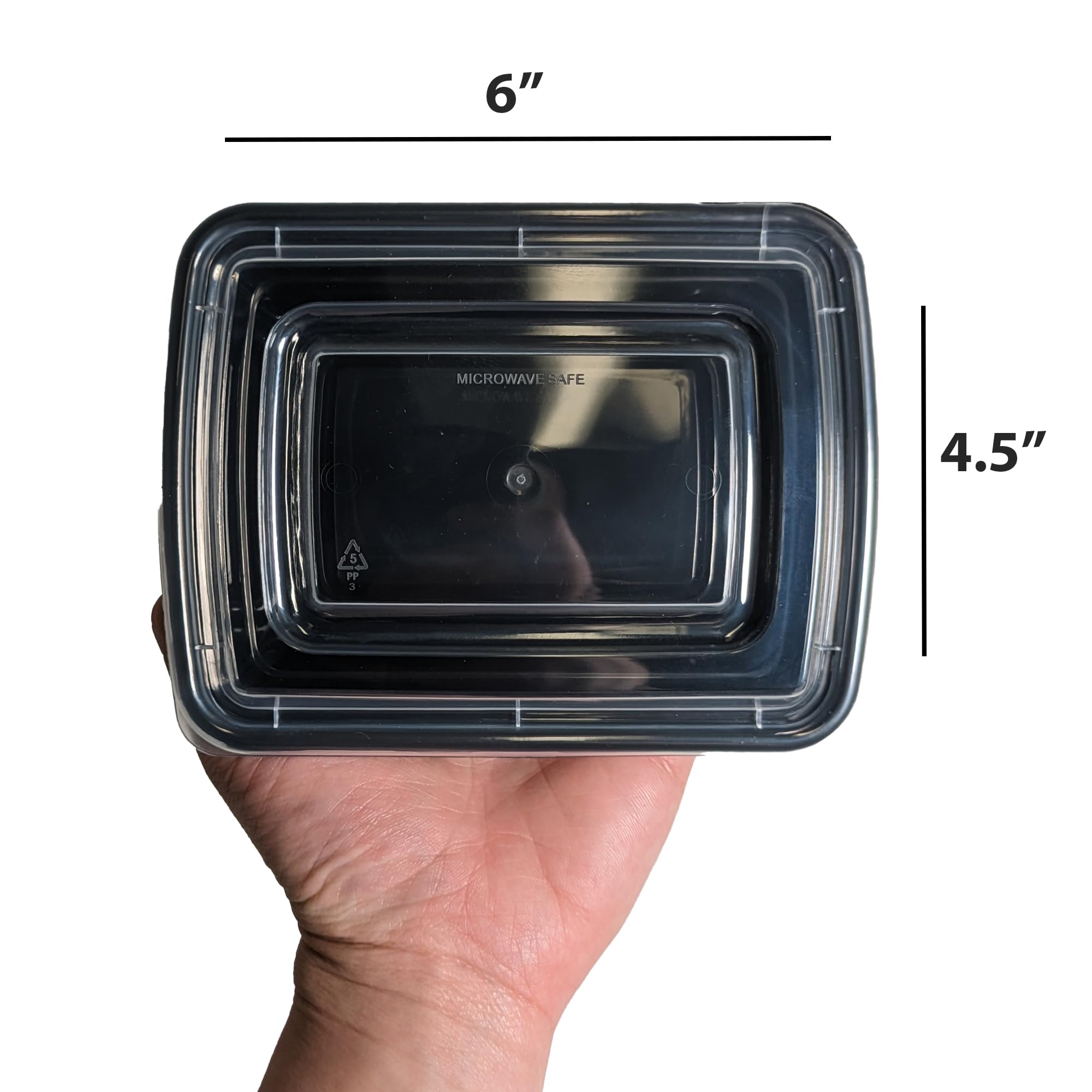 TIYA - Recipientes de comida para llevar, 12 onzas, paquete de 150 unidades con tapas, recipientes rectangulares de plástico para llevar, reutilizables, aptos para microondas y lavavajillas, a prueba