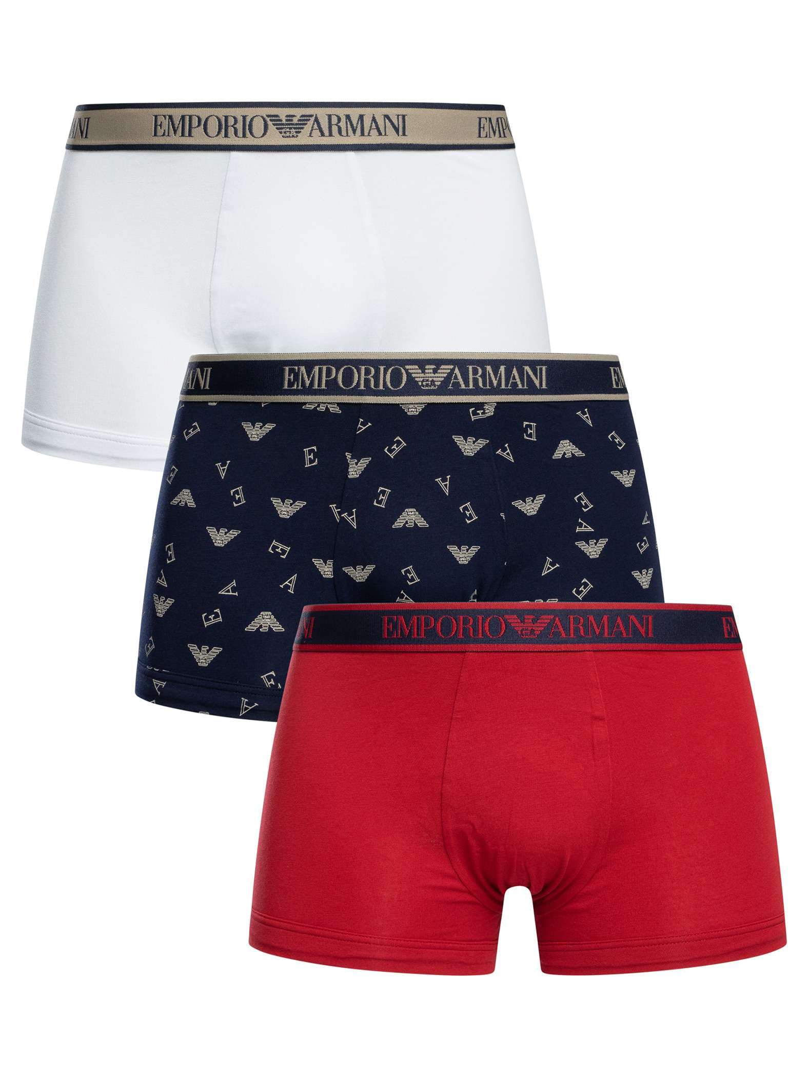 Emporio Armani Men's CORE Logoband 3-Pack Trunk Red S