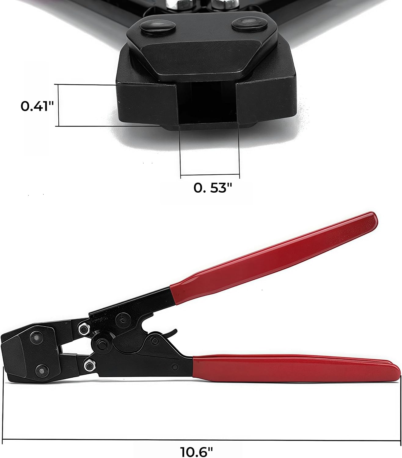 Pex Crimping Clamp Cinch Tool & Pipe Hose Cutter, Pex Pipe Fitting Crimper Tool Kit for 3/8" to 1" Stainless Steel Clamps, Including 12PCS Coupling Pipes Fittings, 26PCS 1/2" Clamps