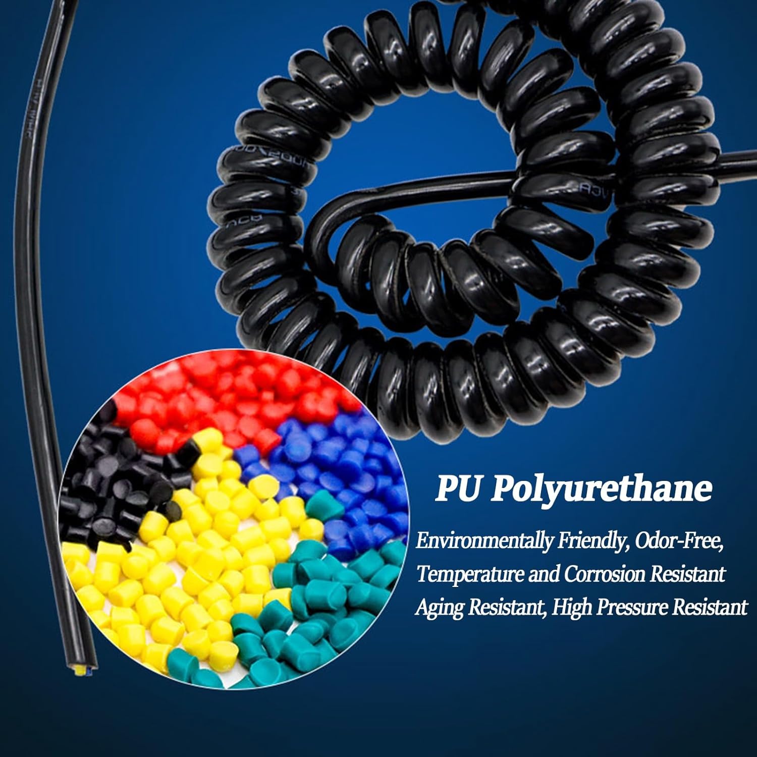 0.5-2.5 Mm² Spring Retractable Cable, 4-Core Pure Copper Wire Multi-Conductor PU Spiral Wire, 450/750V High Flexibility Cords for Automation & Control Systems(3ft,2.5mm² (12A))