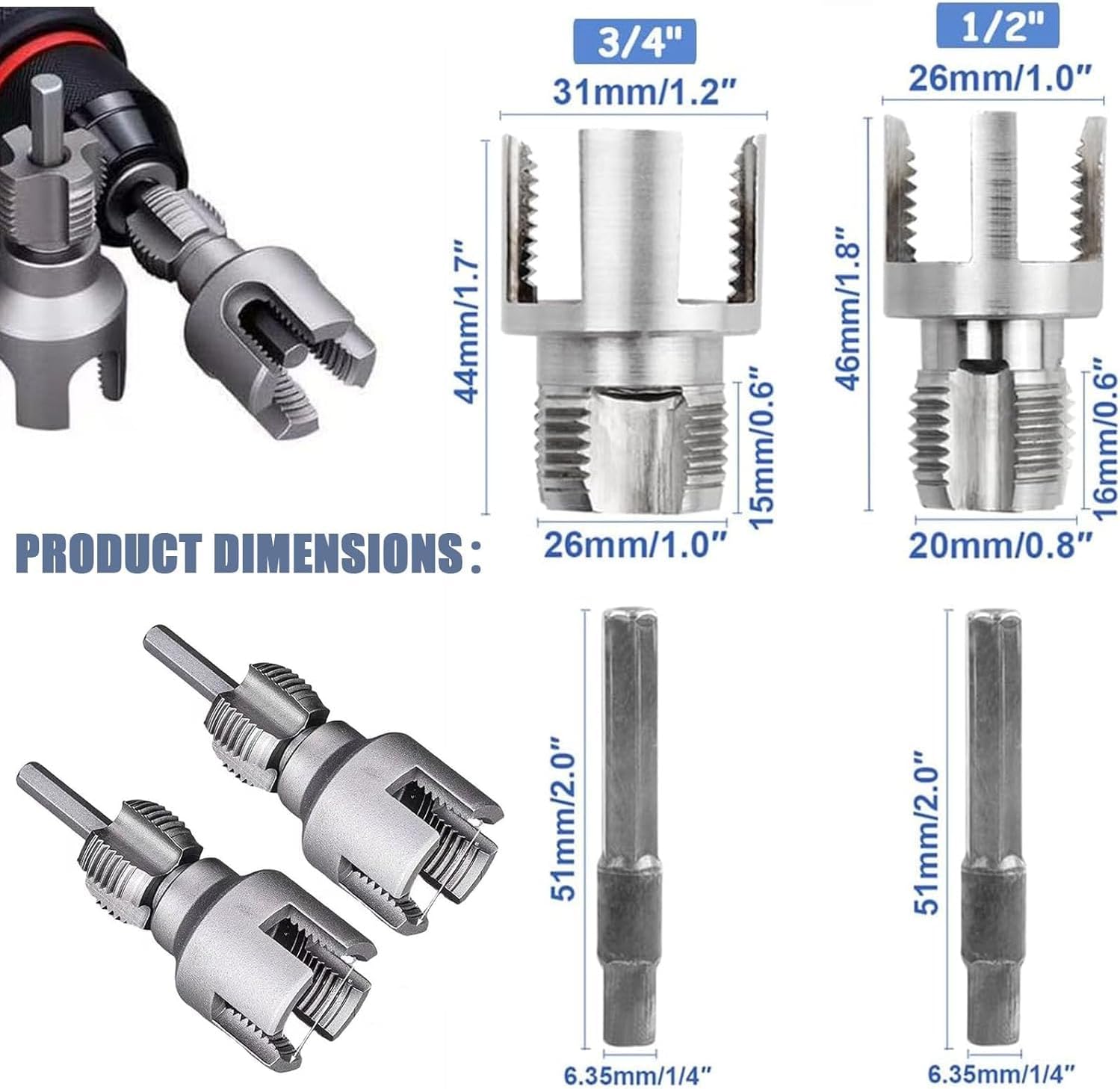 4 in 1 Water Pipe Wrench, Universal Pipe Opener for PVC Pipes, for 1/2" and 3/4" Inch Water Pipes (1 Set)