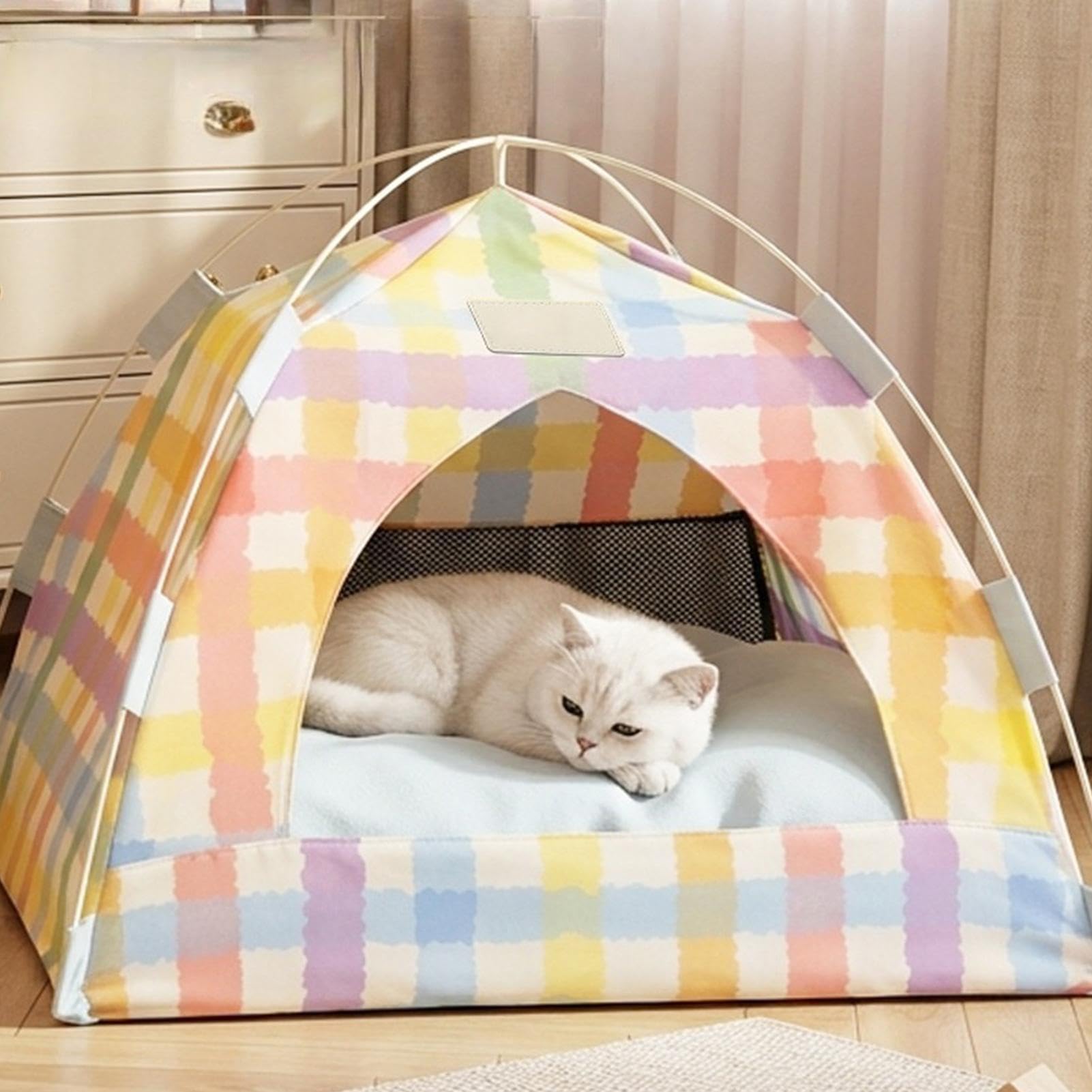 Tenda per Gatti Traspirante e Ventilata Rifugio Caverna Pieghevole con Rete | Tenda Gatti Da Interno Casa, Soggiorno, Appartamento, Dormitorio, Patio, Balcone e
