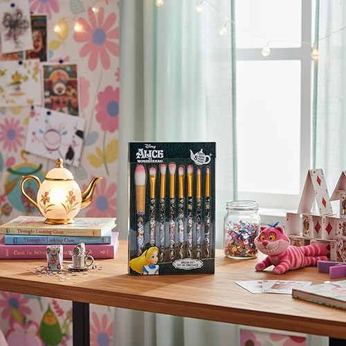 Miniatura 8 de Disney Alicia en el País de las Maravillas Juego de 8 brochas de maquillaje para sombra de ojos, iluminador, rubor, pelo suave, kit de maquillaje