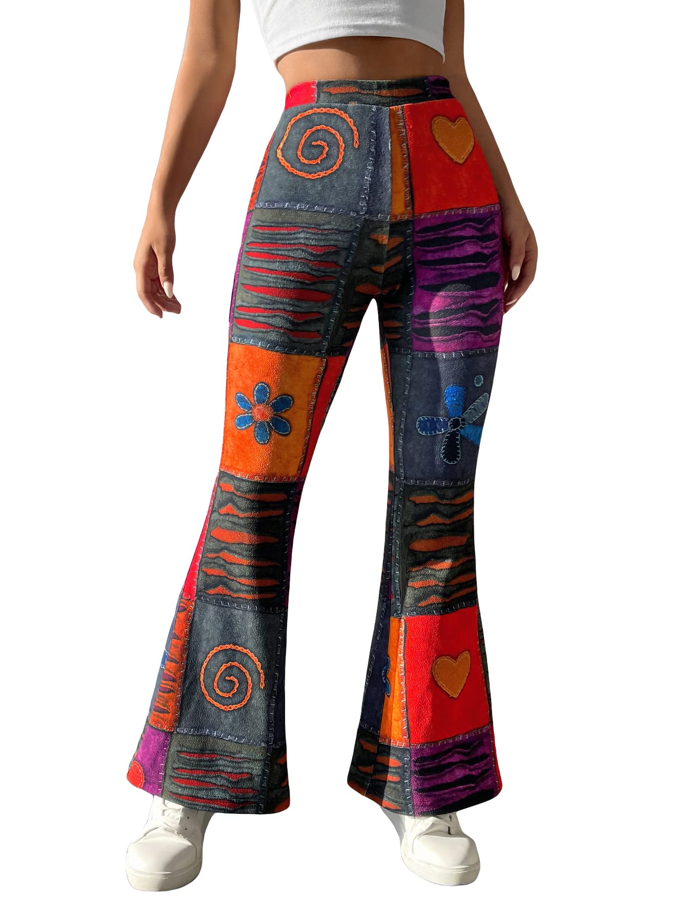 WDIRARA Womens High Rise Flare Leg Split Hem Pants Casual Club Solid Pants