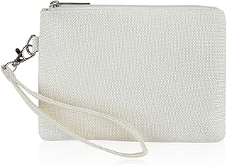 white leather wristlet