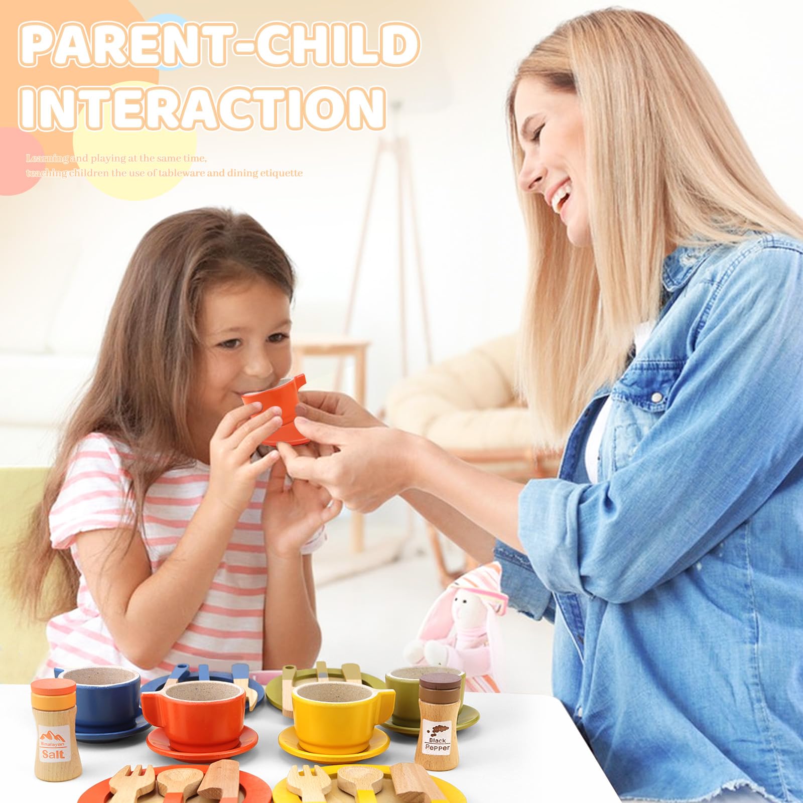 CHRI 26 pezzi accessori da cucina per bambini in legno, accessori per cucina giochi in legno