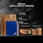 Piklohas Grandes planches de coupe de bois, 7 Pièces sur la planche à découper avec support, tapis de planche à couper en plastique, rainure de jus, trou de poignée, bloc de boucher réversible pour pain de fromage de viande