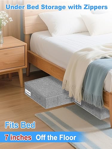 Miniatura 2 de Almacenamiento debajo de la cama, paquete de 2 bolsas de almacenamiento debajo de la cama con tapa, organizador plegable y resistente de