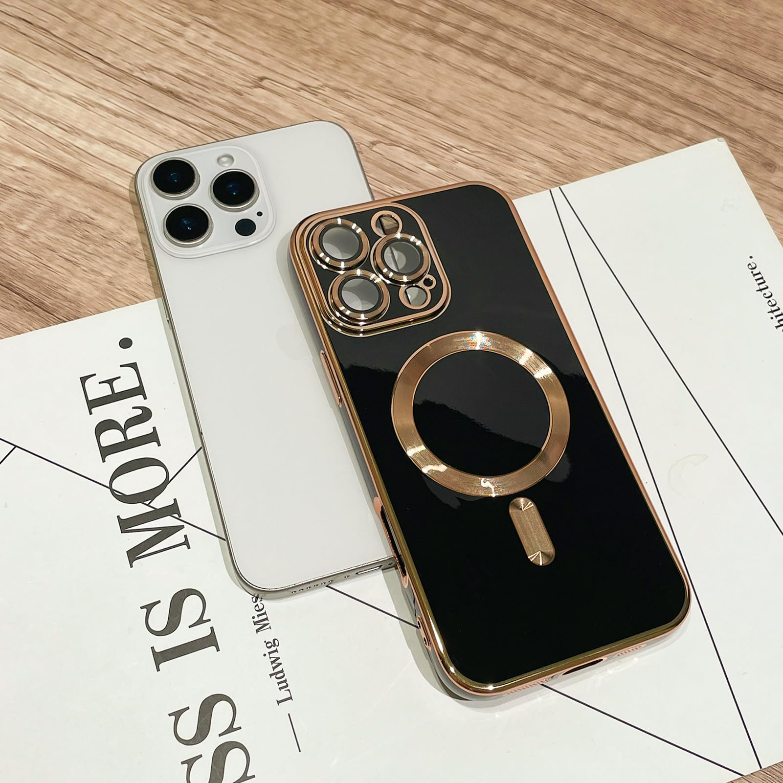 Amazon.com: OOK Magnetic Case for iPhone 16 Pro Max Gold Plating
