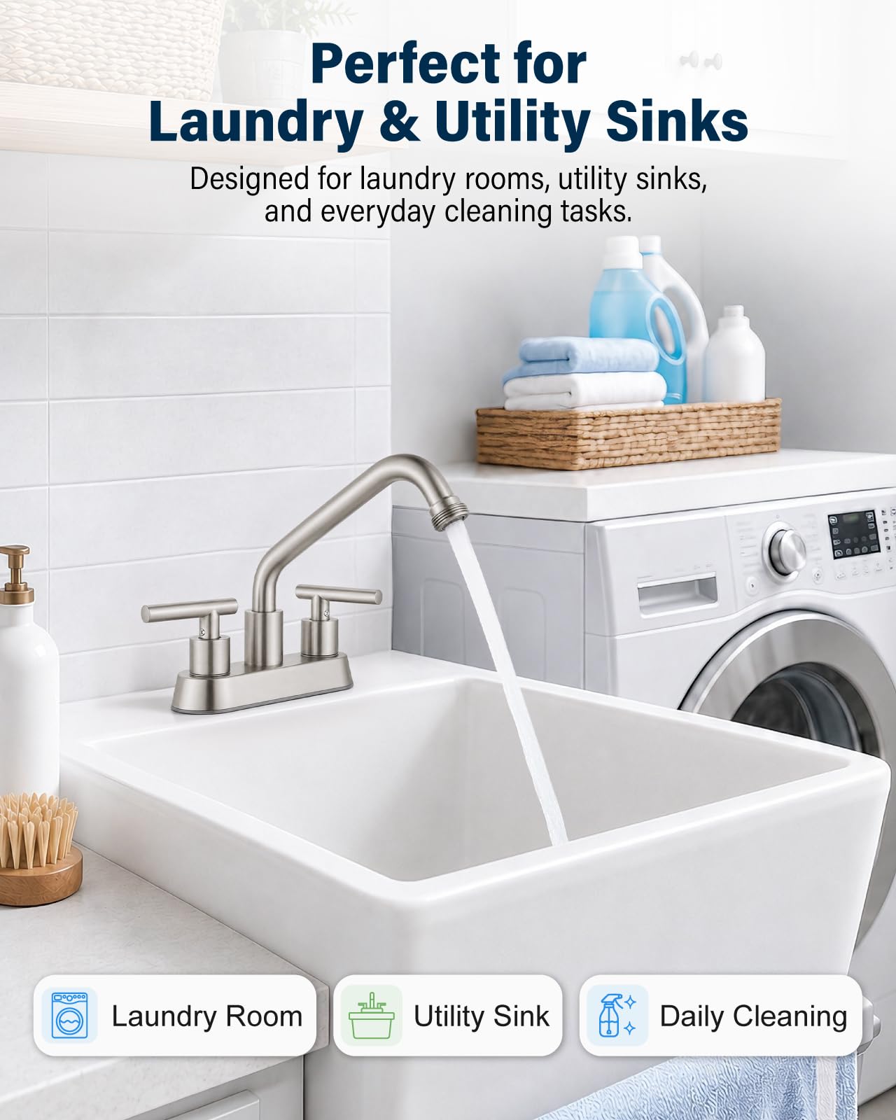 Aolemi Laundry Sink Faucet - Brushed Nickel -2