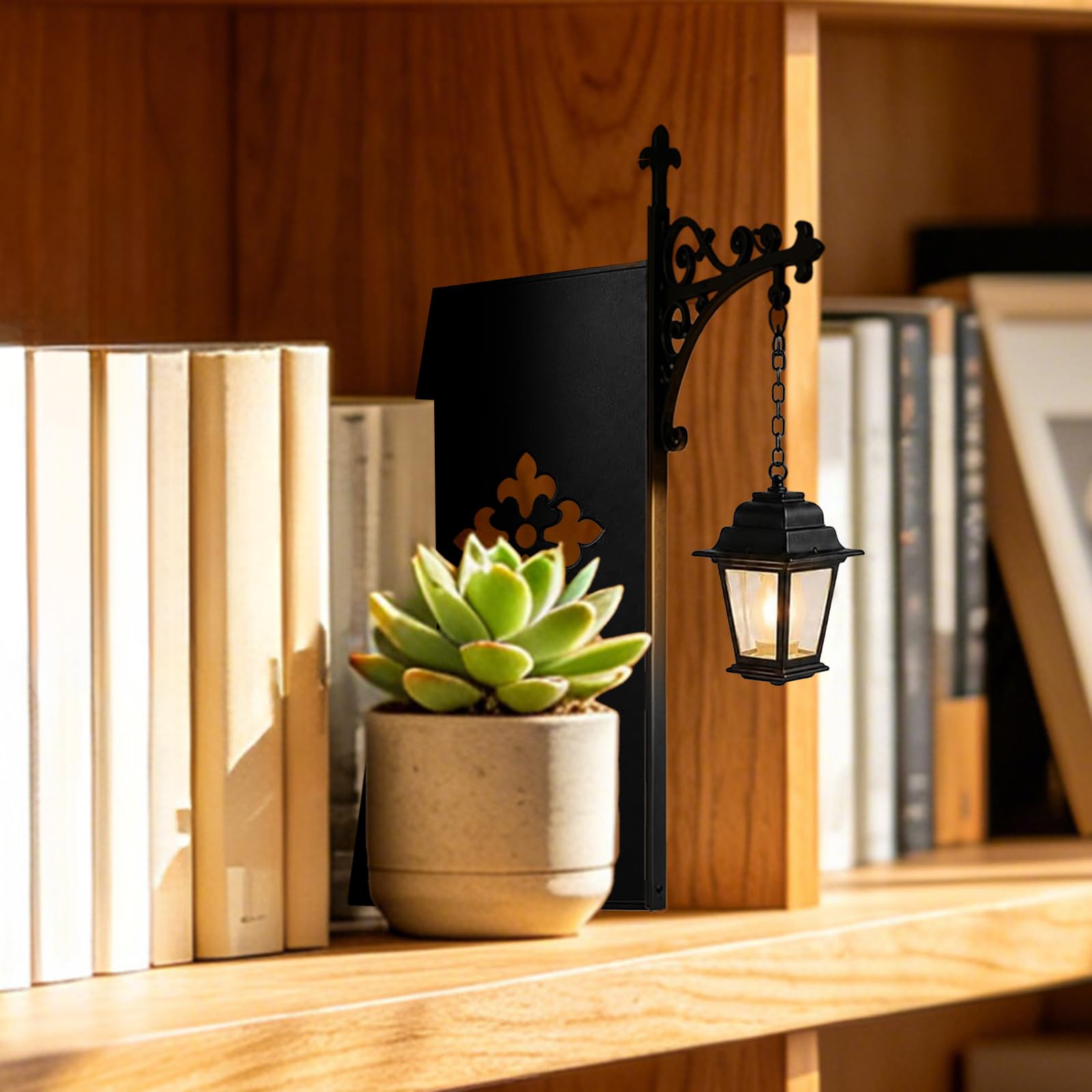 Lampion biblioteczny dekoracyjne oświetlenie, ciepła lampka nocna LED, lampa w stylu vintage, miniaturowa lampa półkowa do kącika do czytania i ozdoba na biurko domowe