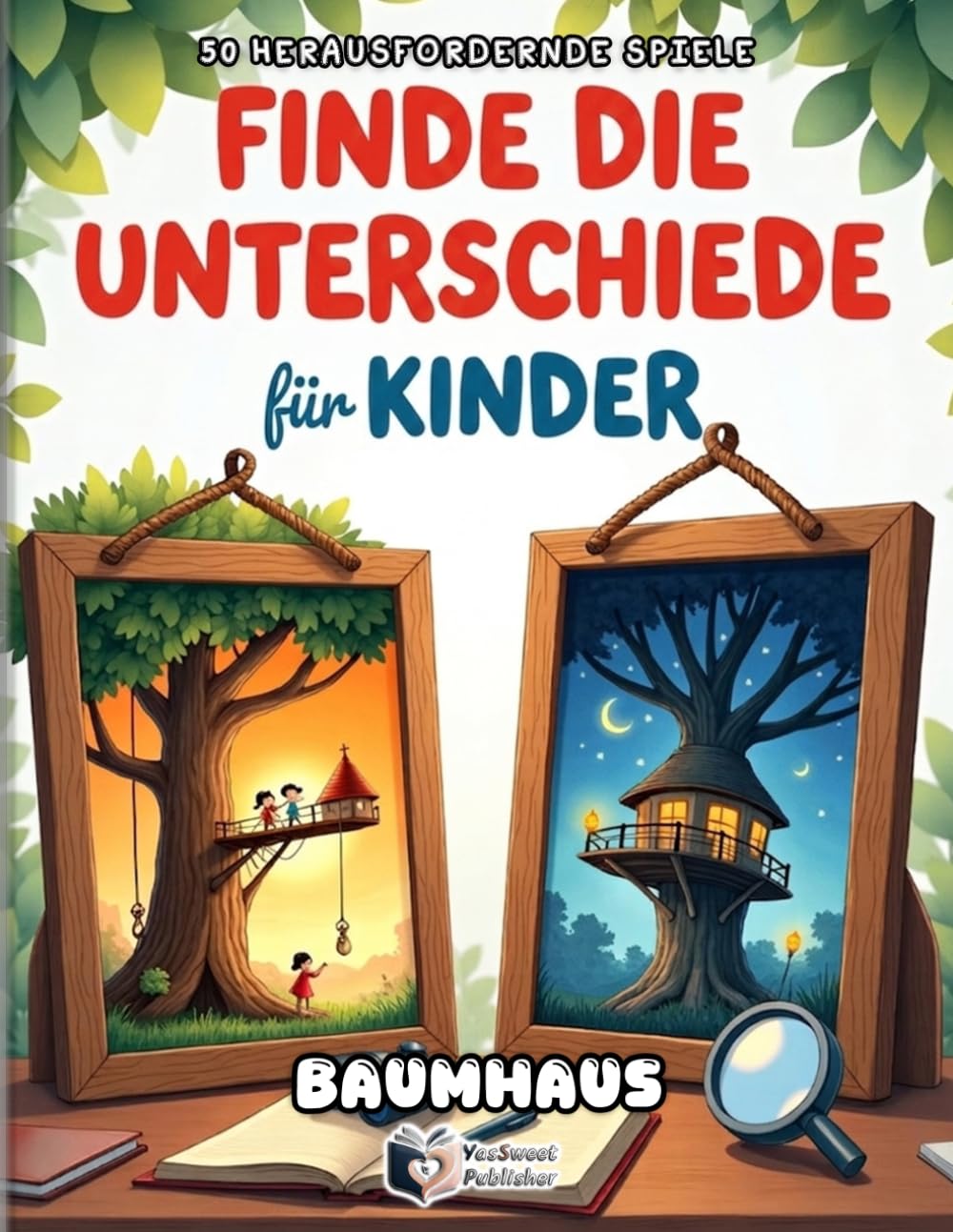 Finde die Unterschiede für Kinder - Baumhaus Abenteuer: 50 spannende Fehlersuchbilder | Suchbuch für Konzentration | 250 Fehler finden