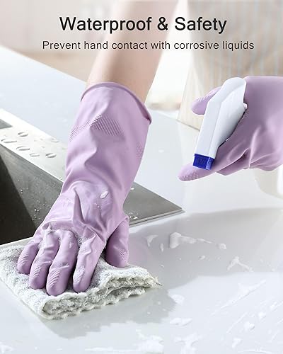 Miniatura 5 de Guantes de goma para lavar platos, 3 o 6 pares de guantes de cocina guantes de limpieza para el hogar, reutilizables.