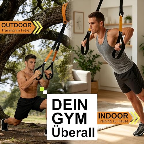 RHINOSPORT Allenamento Sospensione Sling Trainer Set per Allenamento con Sistema di Ancoraggio per Porta, Regolabile, per Fitness, a casa, in Viaggio e per l'allenamento in Interni ed Esterni - 6
