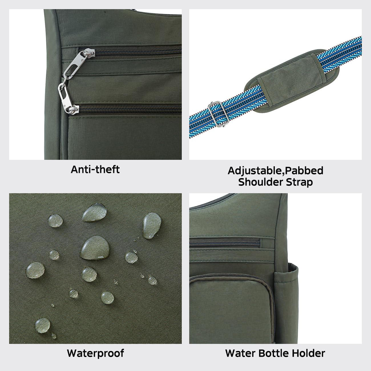 MHCNLL Trendy Anti Theft Crossbody Bag for Women, Waterproof Nylon Multi-Pocket Travel Purse and Everyday Shoulder Handbag - Image 6