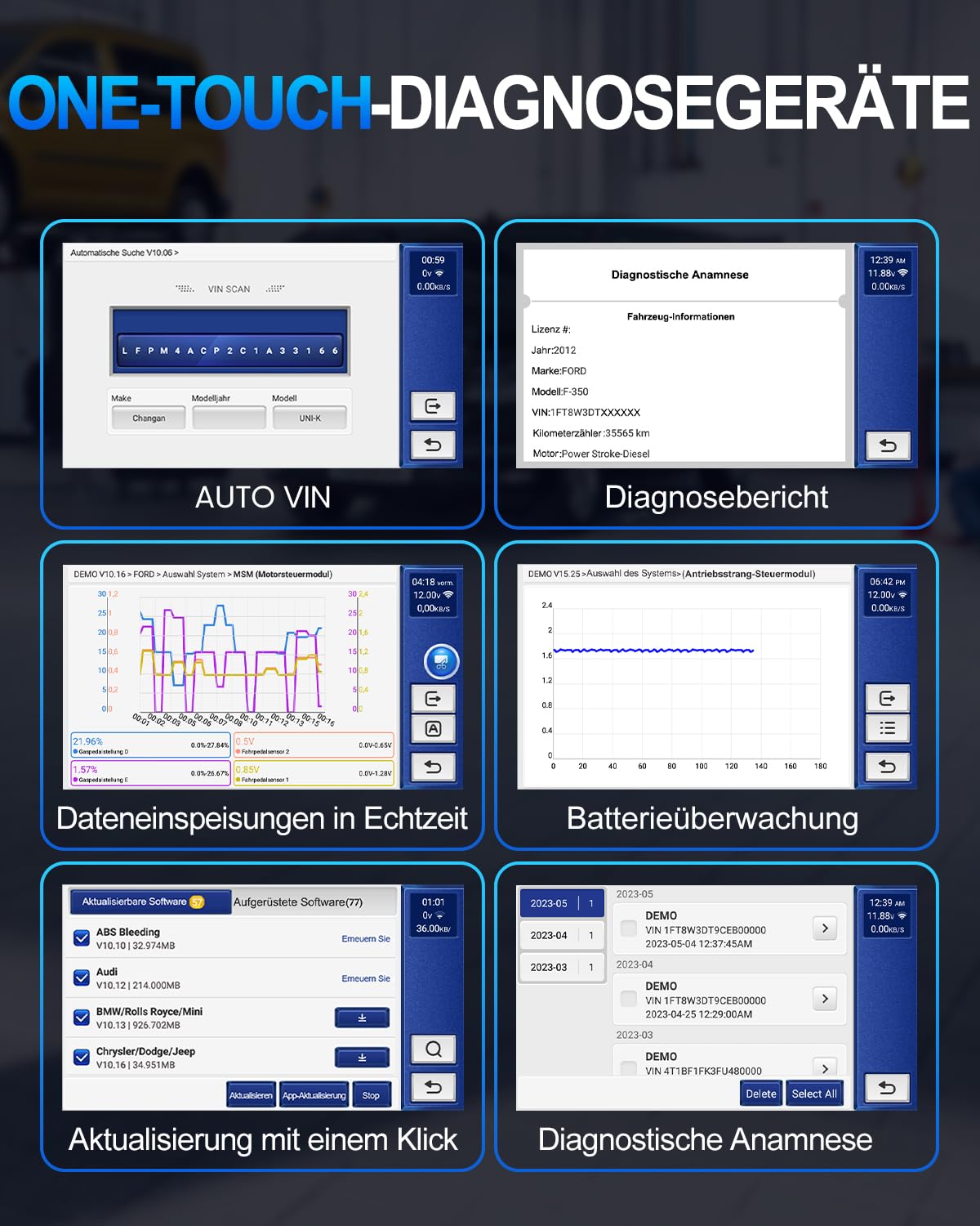 OBD2 Diagnosegerät, MUCAR CS6 Diagnosegerät Auto Mit 6 System(ECM/TCM/ABS/SRS/TPMS/BCM) + 7 Reset-Funktion(Öllampen/EPB/SAS/TPMS/TBA/ETS/ABS/DPF), Auto Auslesegerät Für AutoVIN, Kostenlose Updates