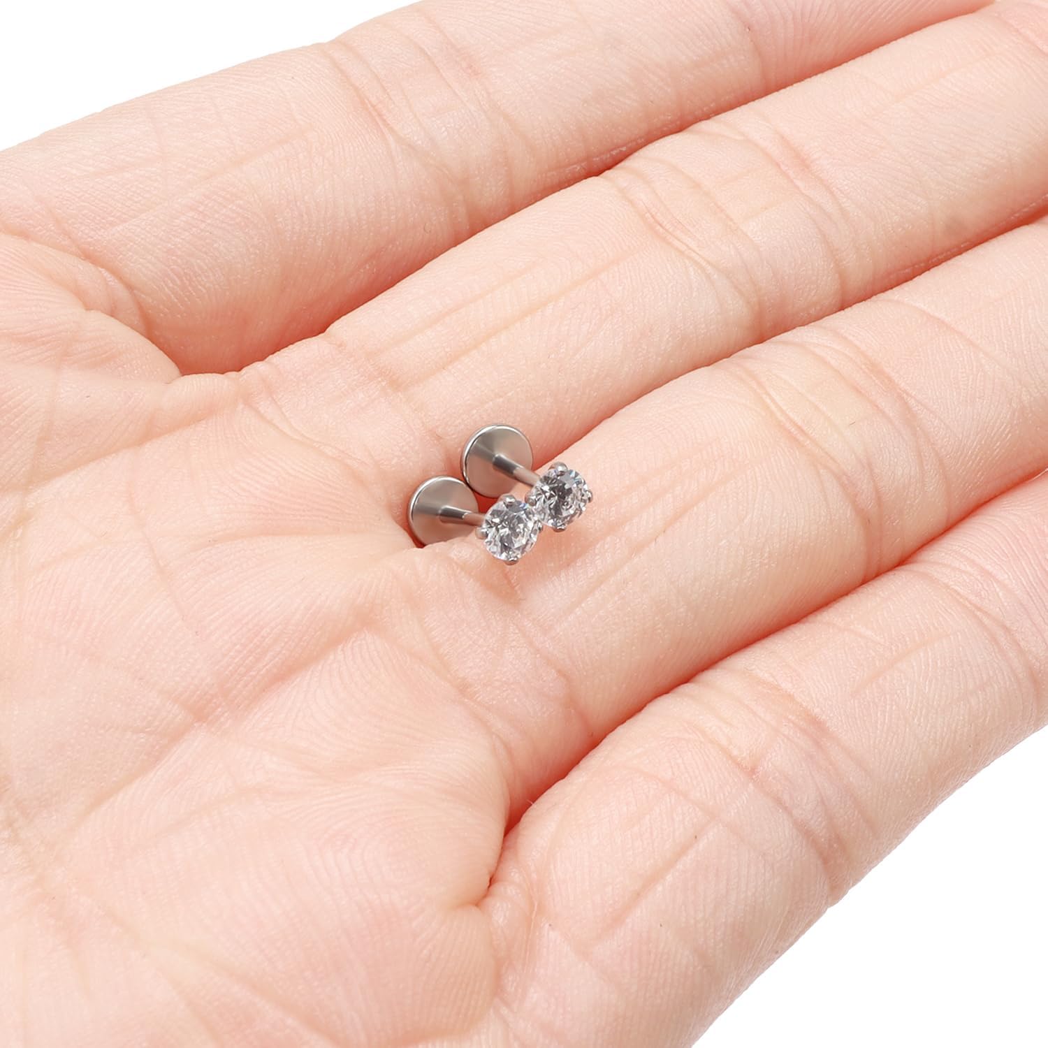 20g/18g/16g G23 Titanium Internally Threaded Clear CZ Stud Piercing Jewelry for Nose/Tragus/Conch/Helix/Cartilage/Medusa/Lip/Labret - Nose Studs Lip Rings Cartilage Earring for Women Men 2PCS - Image 4