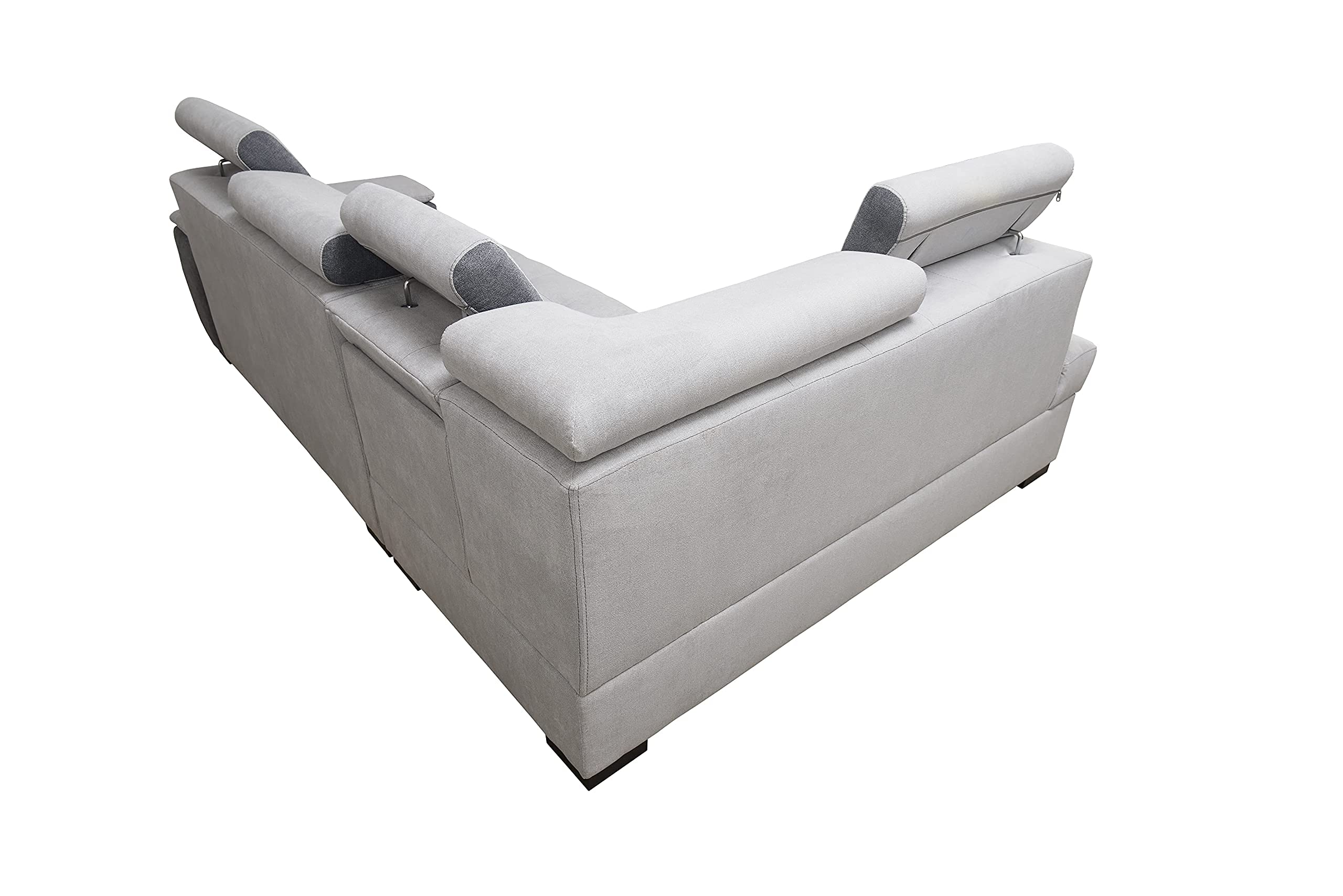Robin Grand sofa narożna z funkcją spania, skrzynią na pościel, zagłówki, funkcja relaksu, 2 taborety, sofa w kształcie litery L, wolnostojąca, narożna, do spania, meble do salonu, zestaw wypoczynkowy | Sofa w kształcie litery L ze skrzynią na pościel, fu