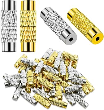 50 Pcs Brass Screw Twist Clasps for Jewelry Making - Barrel Clasp, Cord End Caps for DIY Bracelet and Necklace - Brass Barrel Tube Fastener, Jewelry End Tip Sets, Craft Supplies, Waist Beads
