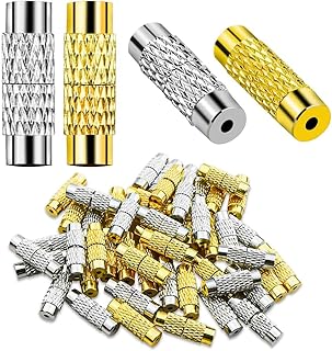 50 Pcs Brass Screw Twist Clasps for Jewelry Making - Barrel Clasp, Cord End Caps for DIY Bracelet and Necklace - Brass Barrel Tube Fastener, Jewelry End Tip Sets, Craft Supplies, Waist Beads