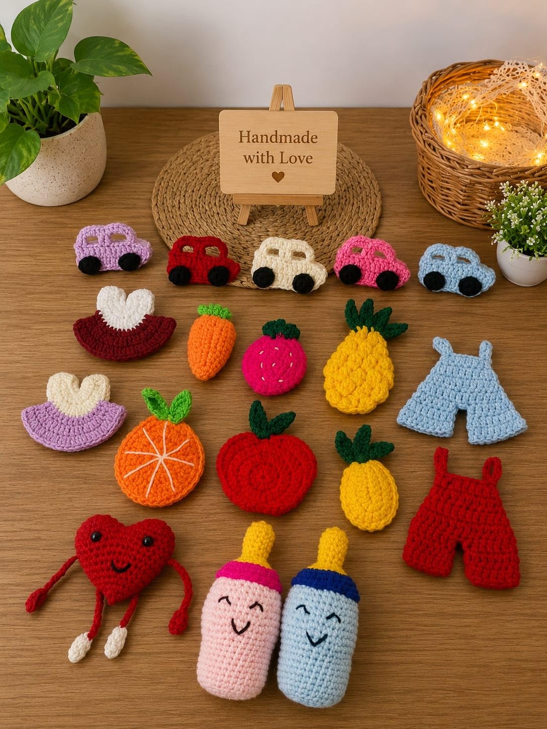 MAGISTRA THREADS Handmade Crochet Toy Set, Fruits, Cars, Clothing