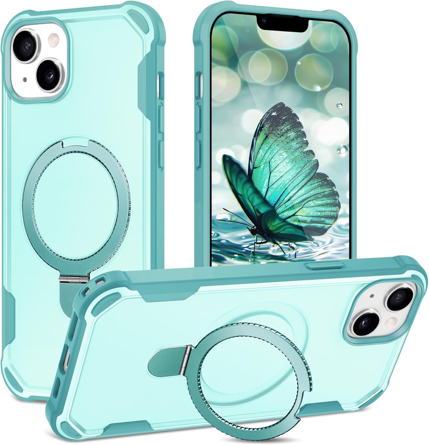 Fingic Compatible with iPhone 13 Case &iPhone 14 Case with Invisible Magnetic Ring Stand[with Mag-safe][Military Drop Protection]Shockproof Slim Protective Case for iPhone 13/4,6.1 Inch,2021/2022,Blue