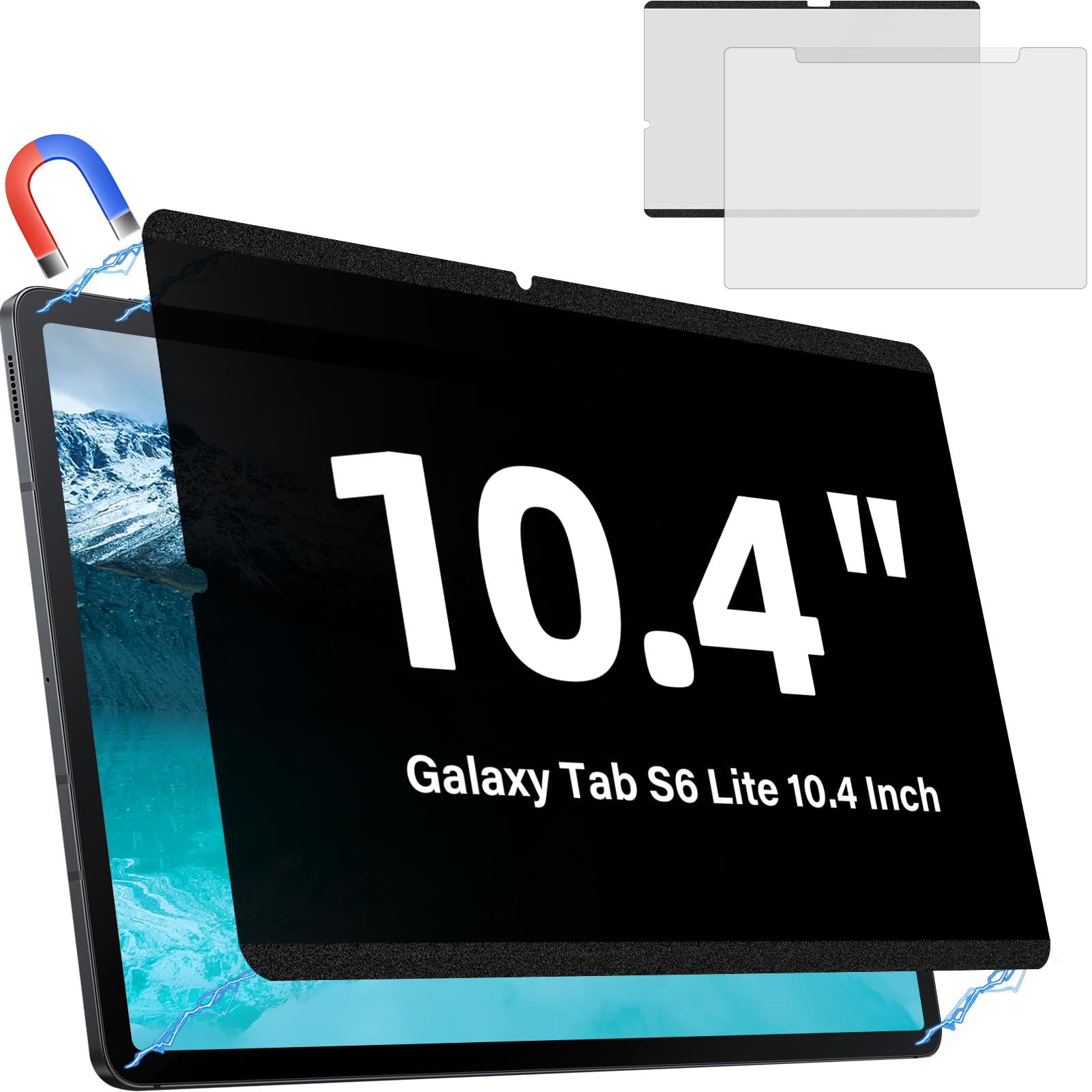 Magnetic Privacy Screen Protector for Samsung Galaxy Tab S6 Lite 10.4" 2024/2022/2020, Removable Screen Filter, Reusable Film, Scratch Resistant Shield, Anti-Glare Guard, Anti-Spy Cover, Bubble Free