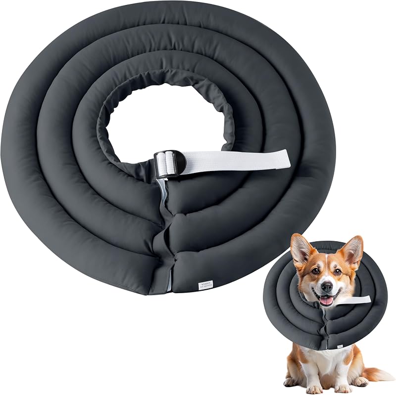 Colar Cone Macio para Cães GQIRIL, Ajustável e Impermeável para Recuperação, Cinza, Tamanho L