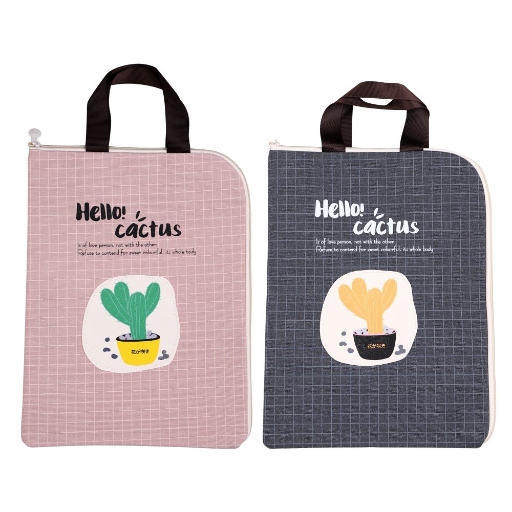 2Pack Portable File Bag Zipper Documents Bag A5 iPad Hand Bag Sleeve Case Carrying Bag Fashion Succulent Oxford Cloth Storage Bag Pouch 16k 32K Paperwork Organiser for Files Bills Paper Filling — image 1
