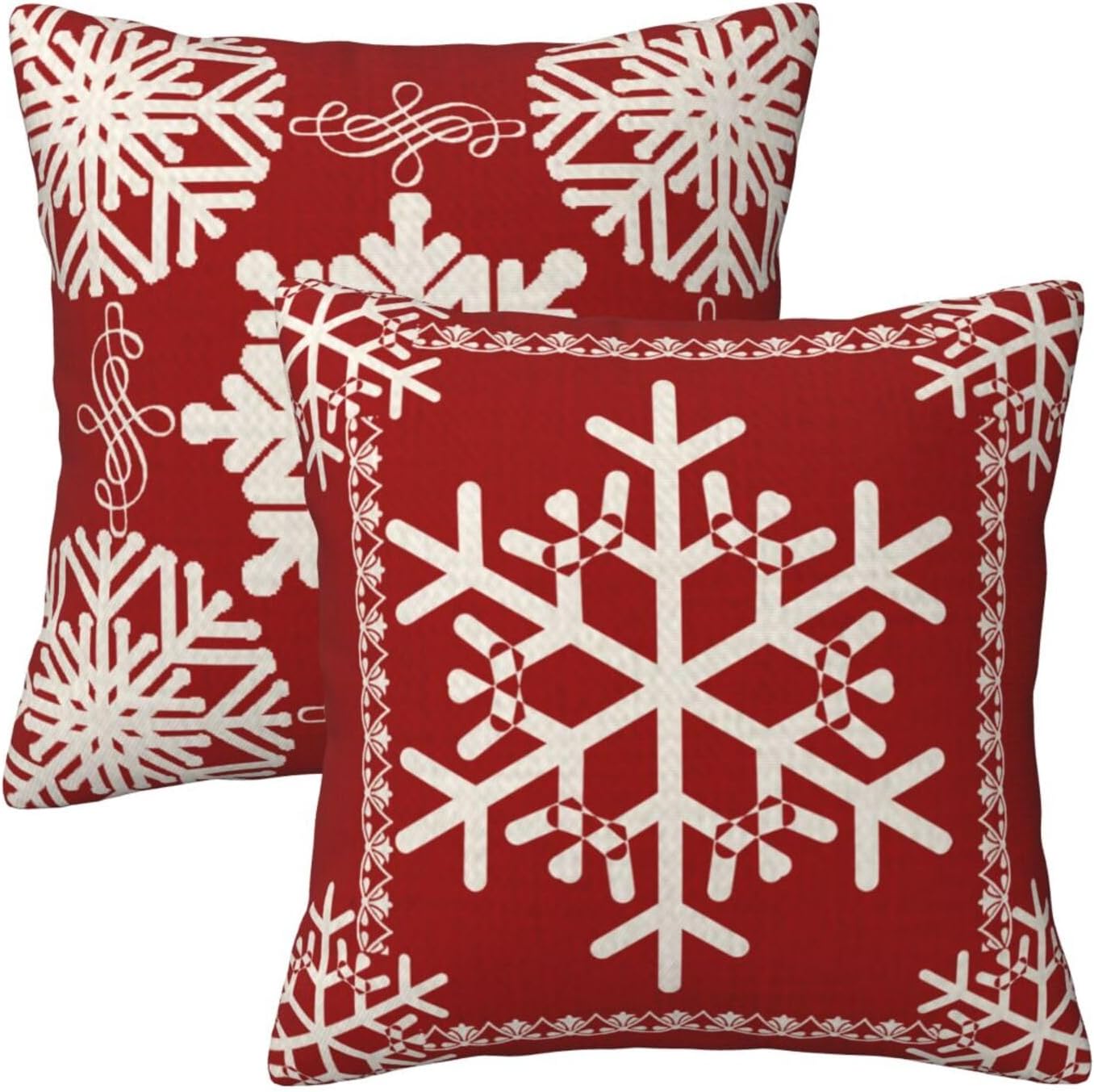 NIDITW Set of 2 Sister Birthday Gift Joy Peace Noel Beautiful Snowflakes Body Red Cotton Burlap Linen Throw Pillow Case Cushion Cover Sofa Outdoor Decorative Square 18X18 Inches Red Wine