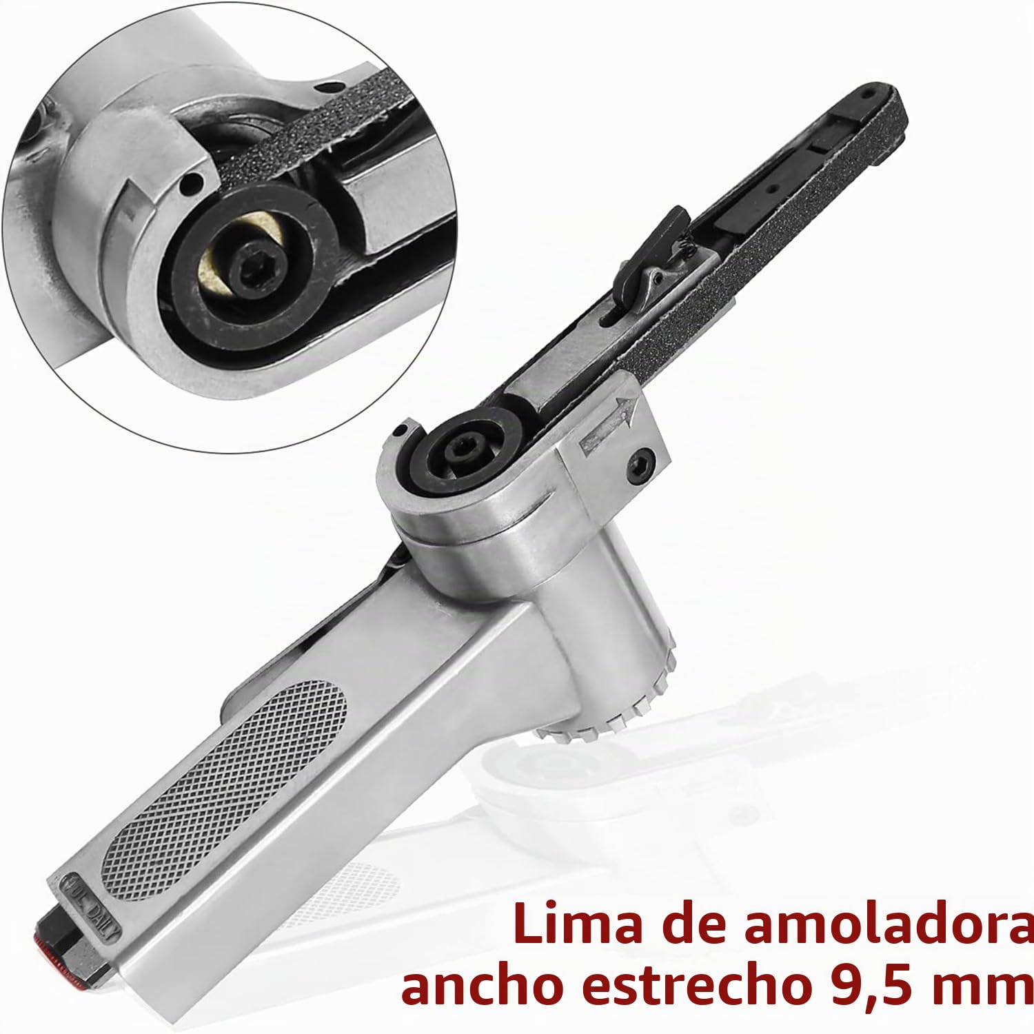 Lijadora de Banda Aire,Bandas de Lijado 520 x 20 mm,con 10 Bandas de Lijado,para Madera,Metal,Piedra para Lijar,Limar