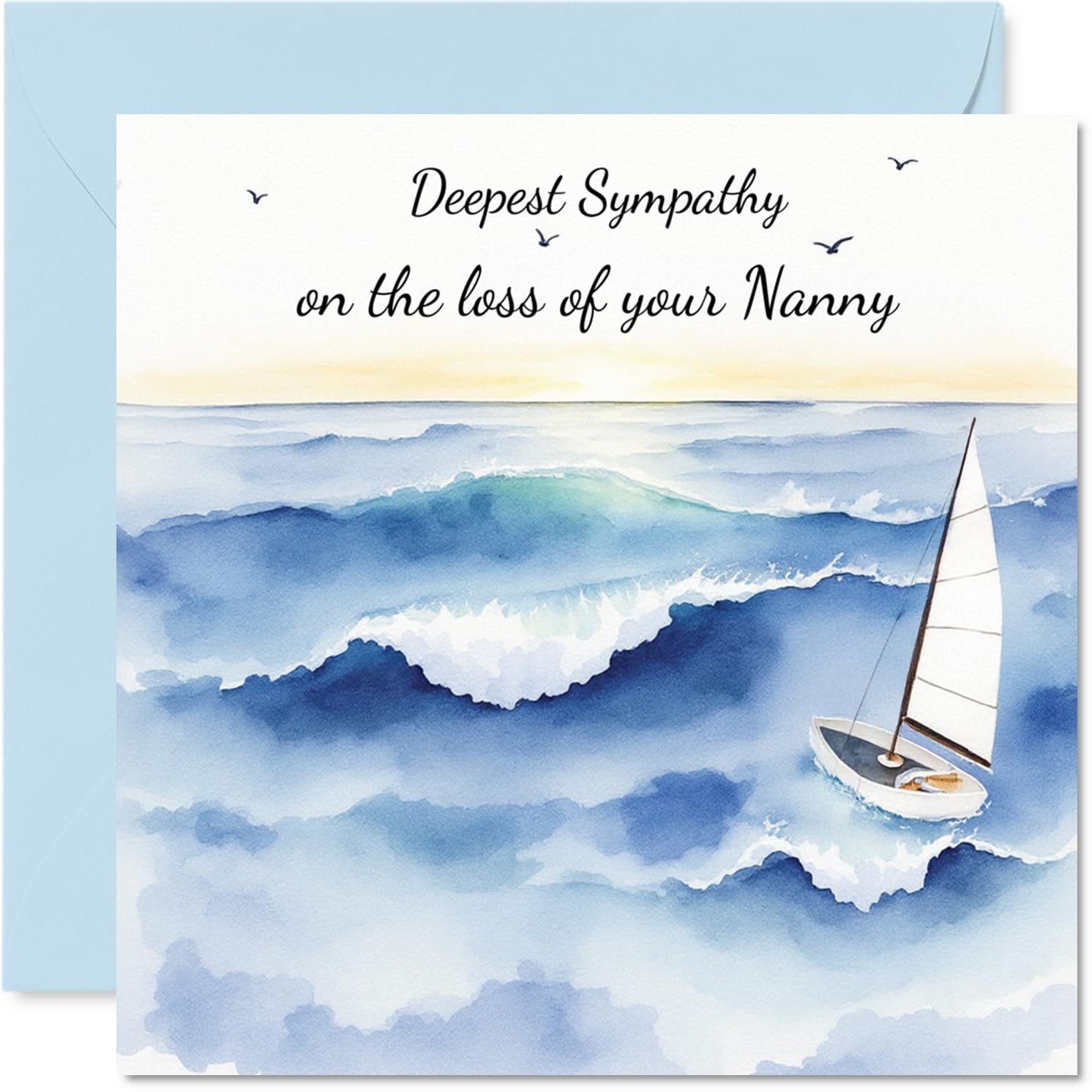Sympathy Card Loss of Nanny - Sail into the Sunset - Mourning Bereavement Cards for Adults, 145mm Condolences Thinking of You Greeting Cards