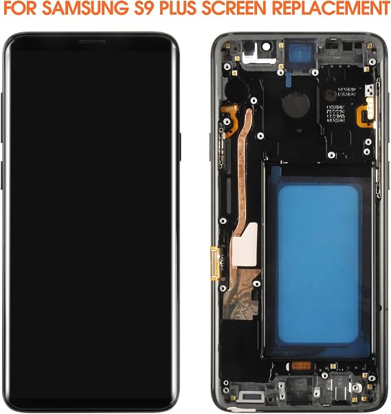 Screen Replacement for Samsung S9 Plus LCD Display for Samsung Galaxy S9+ SM-G965F SM-G965U SM-G965W 6.2 inch Incell Digitizer Touchscreen Assembly with Repair Tools (Black with frame, No Fingerprint)
