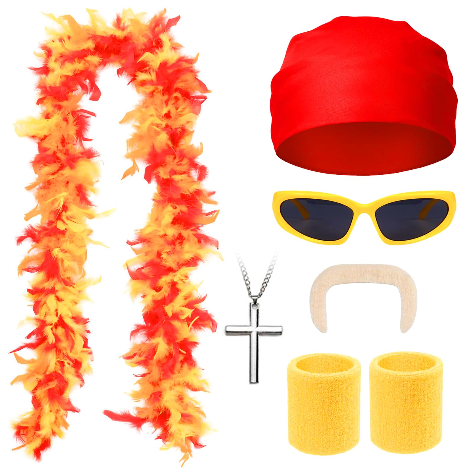 Gatwrmth 7-Piece Wrestler Fancy Dress Set for Adult, Halloween Costume Men