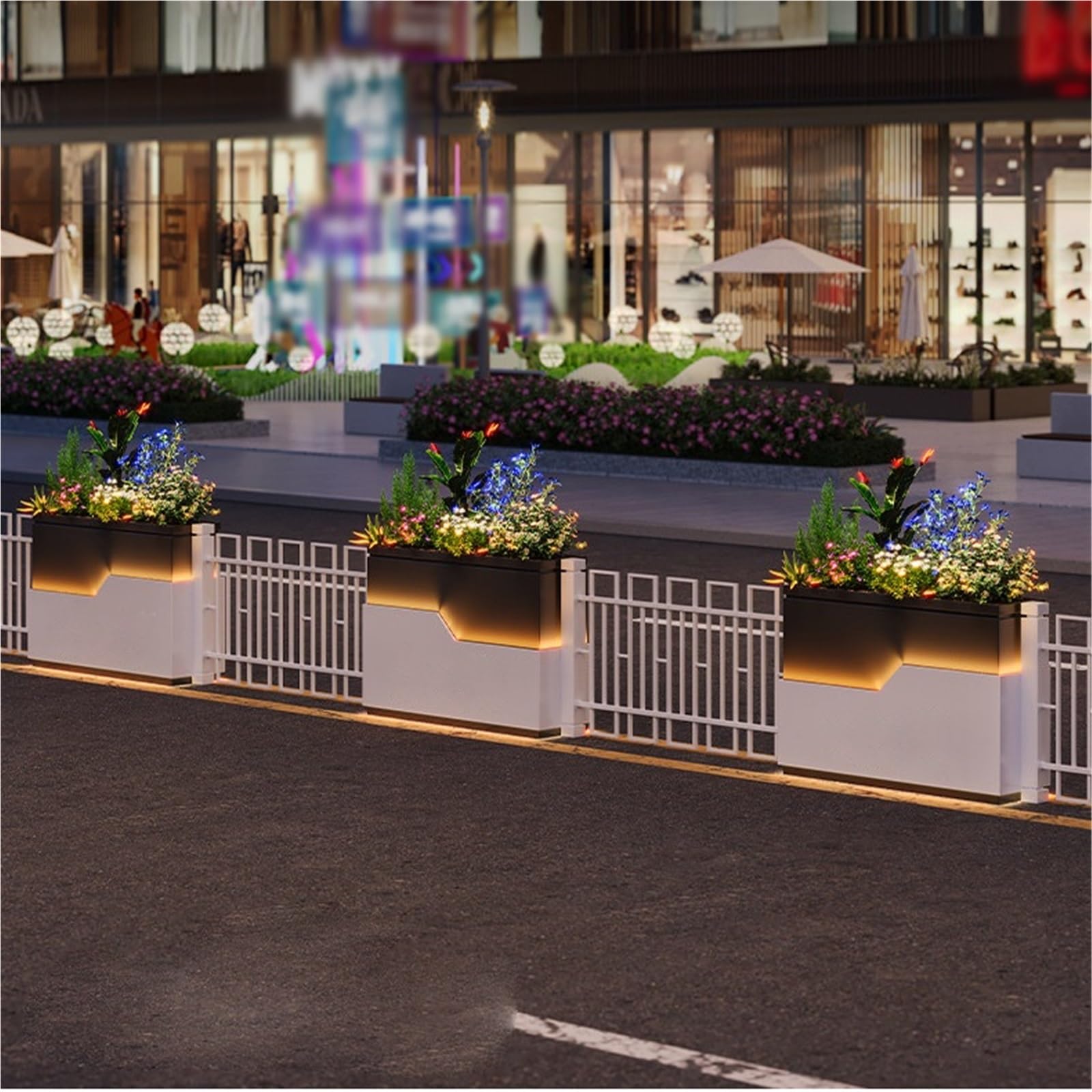 Jardinera elevada Caja de flores Cama Contenedor cultivo Canal plantación | Adecuado for vías municipales y catering Tienda Diseño exterior del escaparate(Medio)