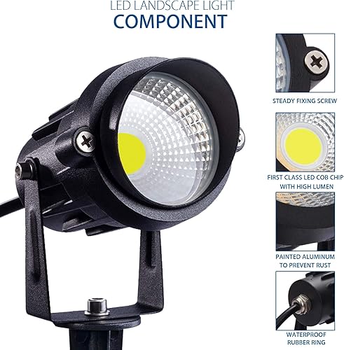 Miniatura 3 de SUNVIE Iluminación LED de paisaje al aire libre, 12 W, luces de graden impermeables, focos LED COB con soporte de púas para lámpara decorativa de