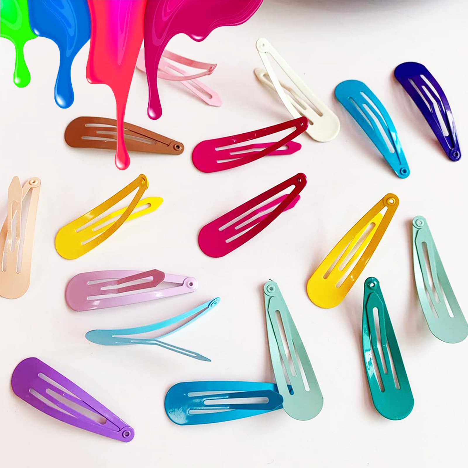 kujootone 80 Pieces Colorful Snap Hair Clips for girls,2 Inch Metal Fastener Candy Curl Hair Clips - Image 4