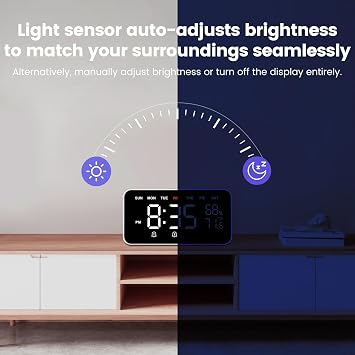 Dekala Bed Shaker Loud Alarm Clock for Heavy Sleepers Adults, Vibrating Dual Alarm Clocks for Bedrooms, Large Display Auto Dimmer,Temperature & Humidity Detect, 7-Day Programmable, Ideal Gift