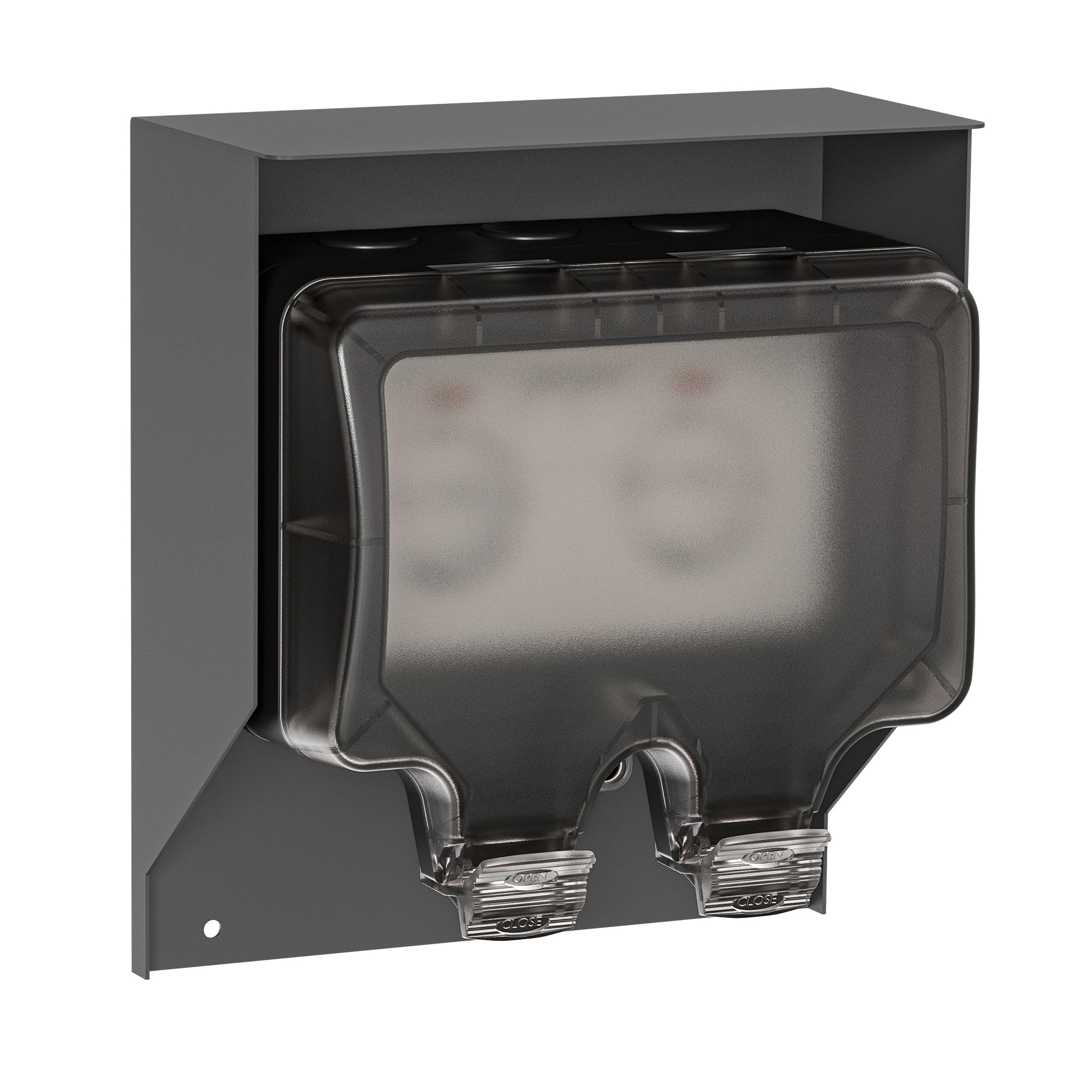ledscom.de 2 tomas de corriente POXO para exterior, IP65, doble, acero inoxidable, antracita/negro, cuadradas, 20 cm