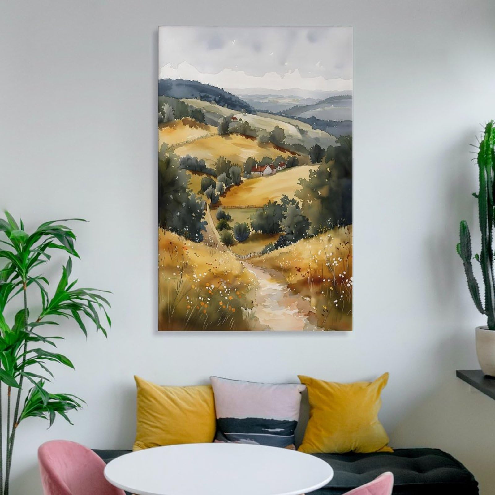 Surrey Hills Aquarellgemälde, Wandkunst, Surrey Hills, Poster, Heimdekoration, Geschenk für Kunstliebhaber, Kunstdruck, ungerahmt, 60 x 90 cm
