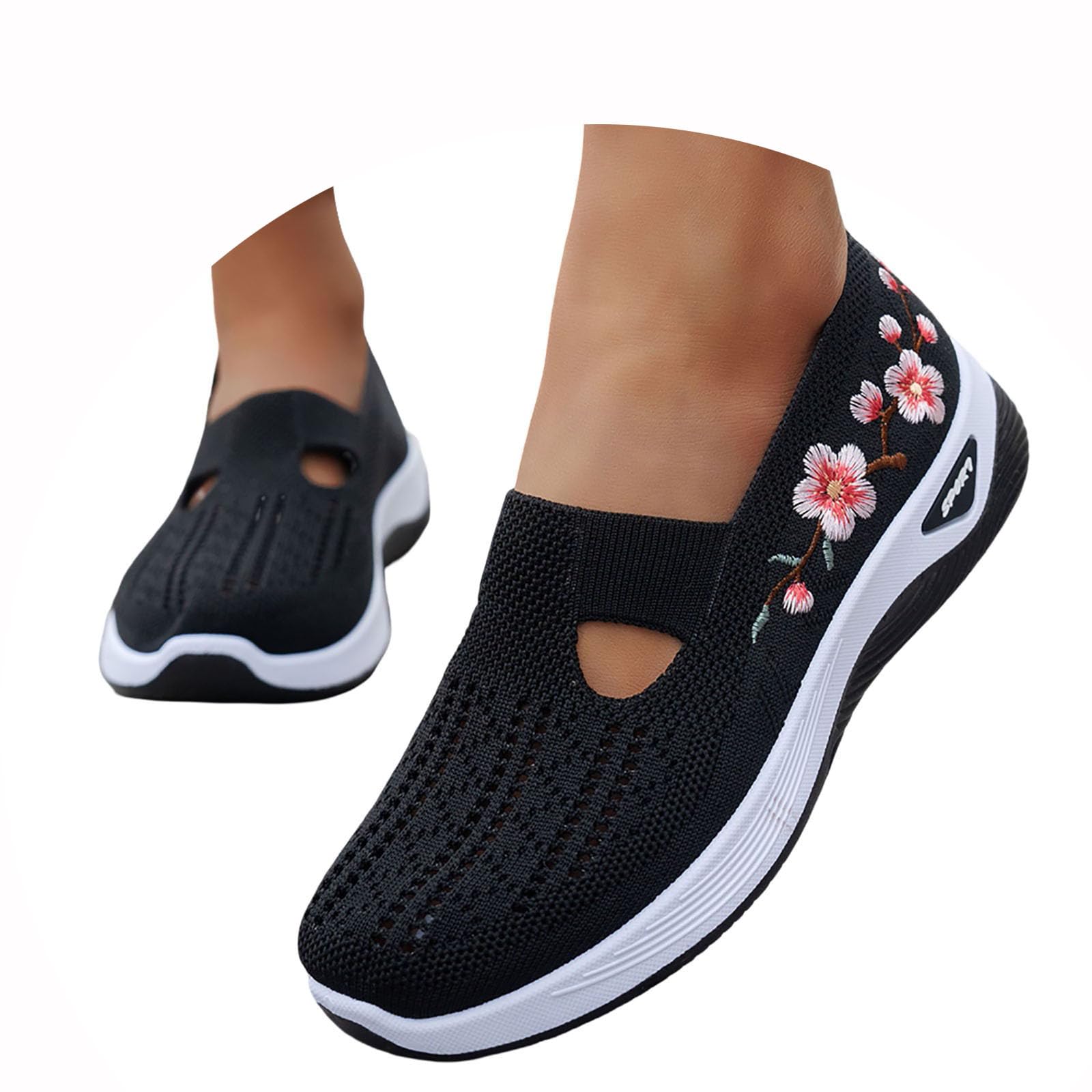 Zapatillas Ortopedicas Mujer Verano Zapatillas sin Cordones para Caminar Comodos y Ligeros Sandalias Palas Transpirables y Antideslizantes Zapatos de Diabéticos Entrenamiento Deportivas Malla Deporte — view 16