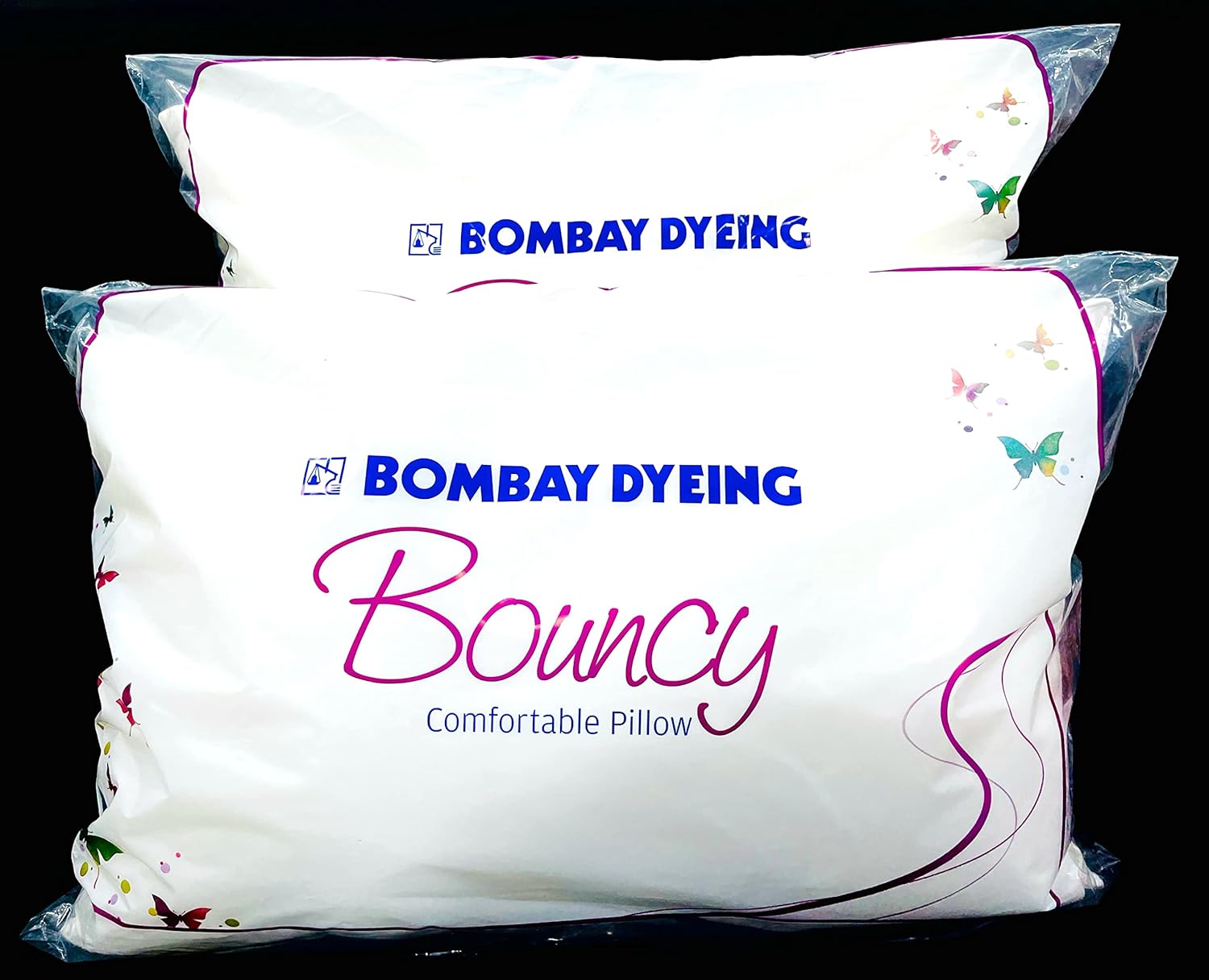 Bombay Dyeing Bouncy Microfiber High Rise Pillow (Pack of 02), White