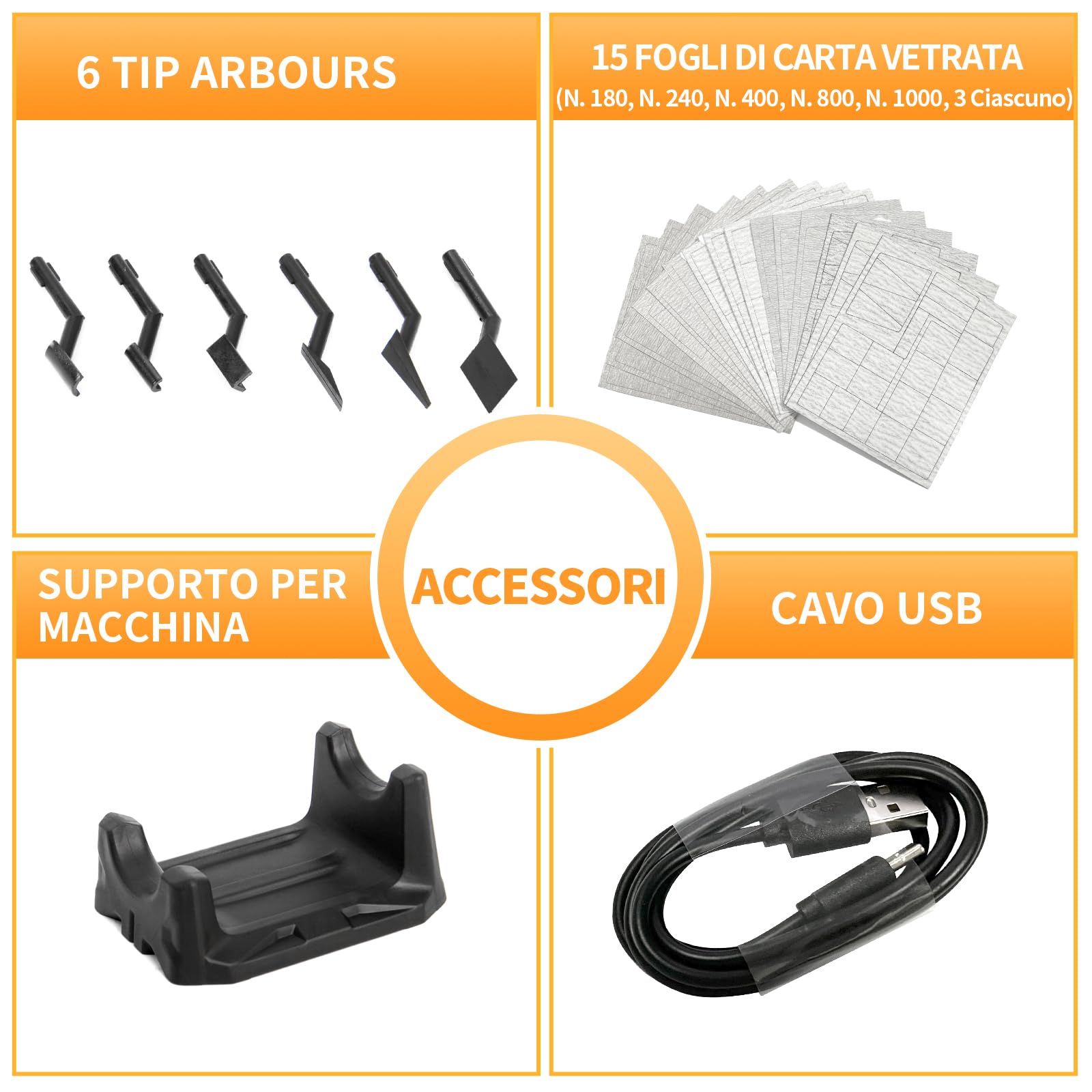 Levigatrice alternata, velocità variabile e ricarica USB con luce LED, levigatrice a penna con 6 testine di levigatura, adatta per levigatura, lucidatura, finitura, lavori fai da te (Blu)