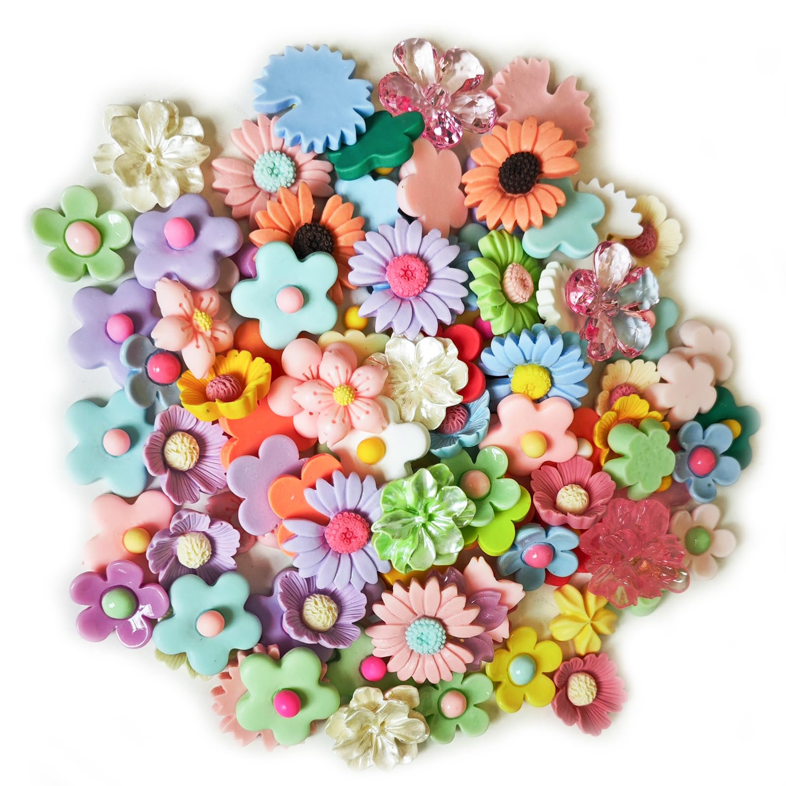 Ulalaza 50pcs Slime Charms Mixed Set Resin Flatback Making Supplies For DIY Craft Making And Ornament Scrapbooking Beads Assorted Candy Fruit Cake Ornament