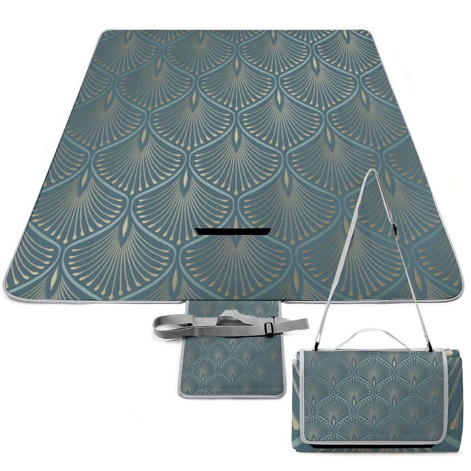 Tapis de pique-nique pliable imperméable bleu sarcelle couverture de camping 148 x 148 cm