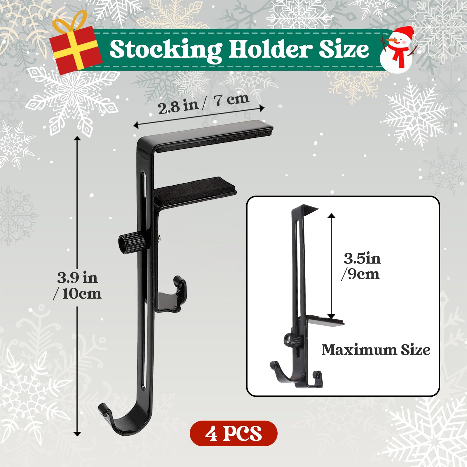 Kungfu Mall Christmas Stocking Hangers for Fireplace Adjustable Christmas Stocking Hooks, Christmas Stocking Holders - Image 4
