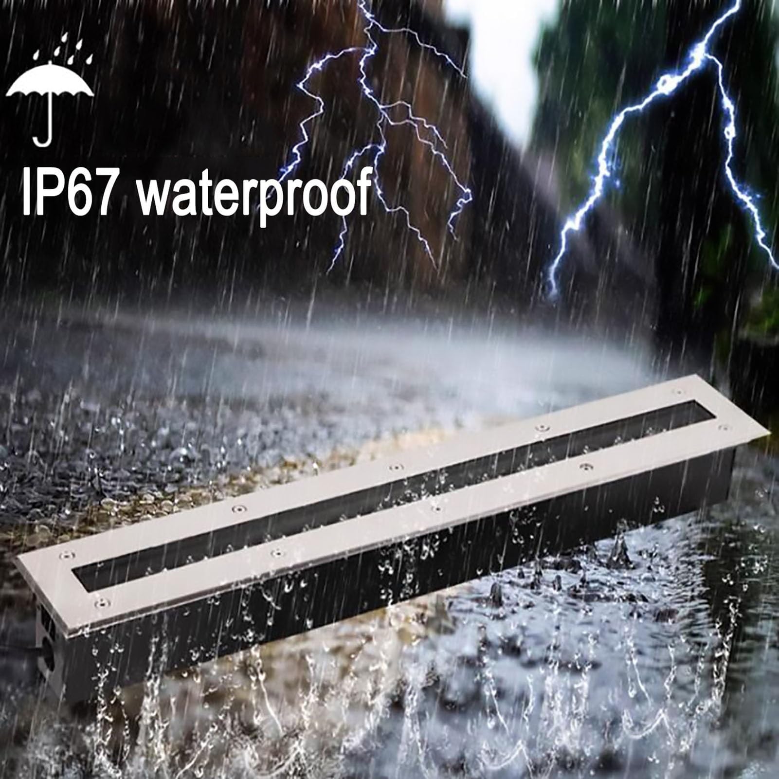 Oświetlenie krajobrazowe LED Reflektor gruntowy, prostokątna zewnętrzna wpuszczana lampa podłogowa 85–265 V, wodoodporne światło podziemne IP67, oświetlenie dekoracyjne Światło(Warm White,24W)